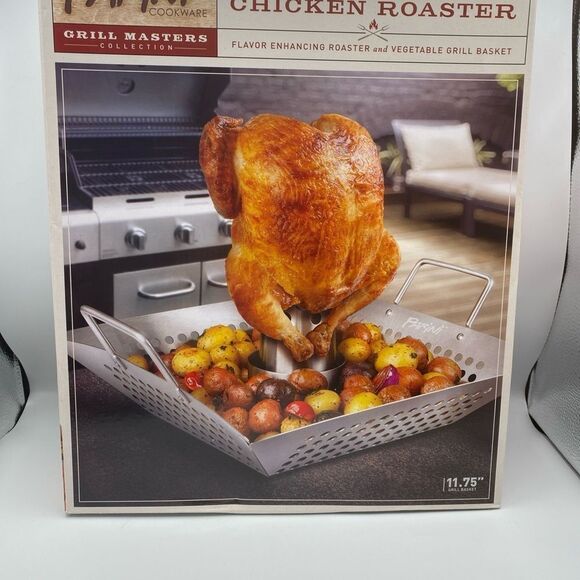 New! Parini Cookware Stainless Steel Chicken Roaster - Picture 3 of 11